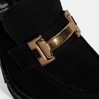 Luca Grossi Kadın Siyah Toka Aksesuarlı Topuklu Süet Loafer