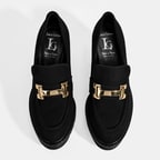 Luca Grossi Kadın Siyah Toka Aksesuarlı Topuklu Süet Loafer