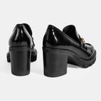 Luca Grossi Kadın Siyah Toka Detaylı Topuklu Rugan Loafer