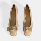 Luca Grossi Kadın Ten Metal Aksesuarlı Rugan Babet