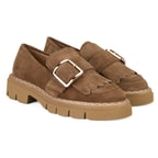 Luca Grossi Taba Kadın Püsküllü Süet Loafer Ayakkabı