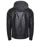 Luigi Siyah Erkek Deri Kapüşonlu Mont