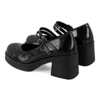 Luisa Siyah Kadın Topuklu Mary Jane Deri Klasik Ayakkabı