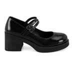 Luisa Siyah Kadın Topuklu Mary Jane Deri Klasik Ayakkabı