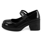 Luisa Siyah Kadın Topuklu Mary Jane Deri Klasik Ayakkabı