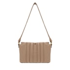 Lupin Bej Kadın Pilili  Deri Omuz Askılı Çanta
