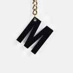 M Harfi Siyah Hakiki Deri Charm Anahtarlık