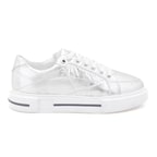 Marcala Gümüş Kadın Kapitone Deri Spor Ayakkabı