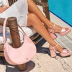 Marriva Pembe Kadın Kroko Baskılı Deri El Çantası 