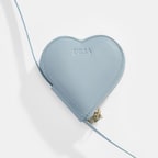 Mavi Kalp Figürlü Mini Askılı Deri Cüzdan