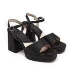 Mellina Saten Siyah Kadın Topuklu Sandalet