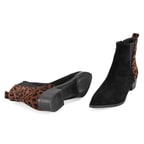Mena Siyah Kadın Leopar Baskılı Deri Bot