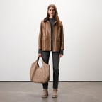 Mileni Açık Kahve Kadın Kürk Yakalı Kaban