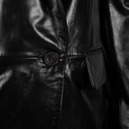 Minira Siyah Deri Blazer Ceket