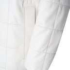 Mita Krem Kadın Kapüşonlu Deri Puffer Kaban