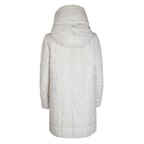 Mita Krem Kadın Kapüşonlu Deri Puffer Kaban