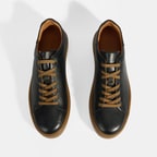 Monikar Siyah Erkek Deri Bağcıklı Günlük Ayakkabı