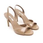 Muni Krem Kadın Rugan Deri Abiye Sandalet