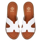 Nell Beyaz Kadın Deri Terlik