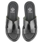 Nell Siyah Kadın Deri Terlik