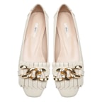 Nerissa Beyaz Kadın Zincir Detaylı Deri Babet