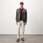 Nicolie Gri Erkek Süet Safari Ceket