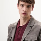 Nicolie Gri Erkek Süet Safari Ceket