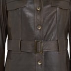 Nicolina Kahve Kadın Deri Trençkot 