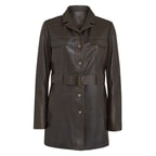 Nicolina Kahve Kadın Deri Trençkot 