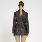 Nicolina Kahve Kadın Deri Trençkot 