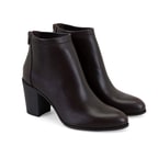 Nillie Kahve Kadın Fermuarlı Topuklu Deri Bot