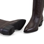 Noa Kahve Kadın Desenli Deri Kovboy Çizmesi