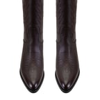 Noa Kahve Kadın Desenli Deri Kovboy Çizmesi