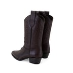 Noa Kahve Kadın Desenli Deri Kovboy Çizmesi