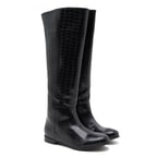 Ole Siyah Kadın Kroko Baskılı Çizme