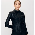 Origa Kadın Yaprak Panelli Deri Ceket