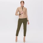 Origa Kadın Yaprak Panelli Deri Ceket