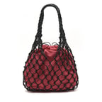 Pembe El Emeği Örgü Deri Çanta