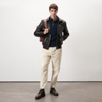 Piero Koyu Gri Erkek Deri Bomber Ceket