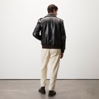 Piero Koyu Gri Erkek Deri Bomber Ceket