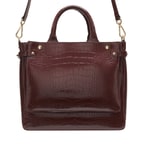 Plante Bordo Kadın Kroko Baskılı Deri El Çantası