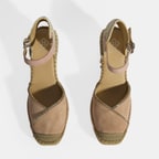 Pudra Kadın Toka Aksesuarlı Taş Detaylı Dolgu Topuklu Süet Espadril