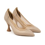 Pudra Karla Kadın Zincir Detaylı Klasik Ayakkabı