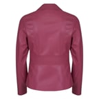 Rania Fuşya Kadın Vintage Deri Biker Ceket