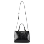 Rieka Siyah Kadın Kroko Baskılı Deri El Çantası