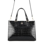 Rieka Siyah Kadın Kroko Baskılı Deri El Çantası