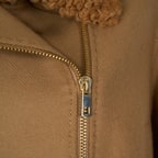 Rigella Kahve Yakası Kürklü Kadın Biker Ceket