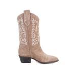 Rio Bej Kadın Desenli Süet Deri Kovboy Çizmesi