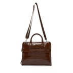 Robny Kahve Erkek Kroko Baskılı Deri Evrak Çantası