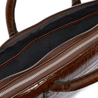 Robny Kahve Erkek Kroko Baskılı Deri Evrak Çantası